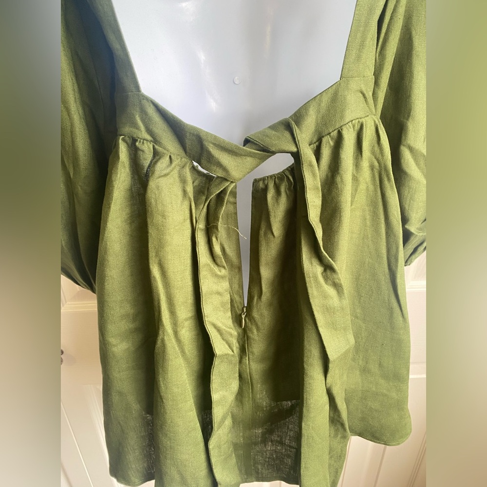 New Reformation Brodie Back Tie Linen Mini Dress - Picture 8 of 13